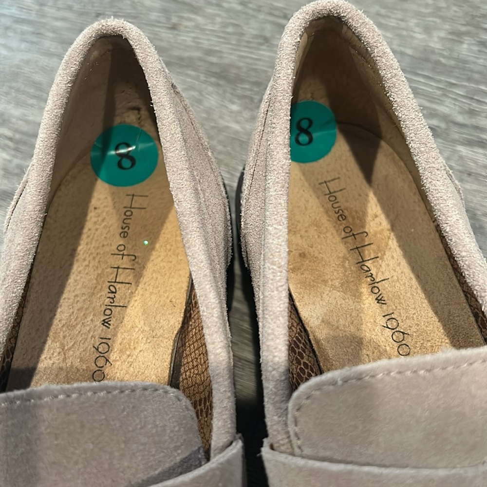 House of Harlow 1960 Gunner Suede Lug Sole Loafers Light Taupe Size 8 - Picture 3 of 7